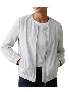 GAP Women's Gray 100% Cotton
Lightweight Collarless Full Zip Jacket NWT XL